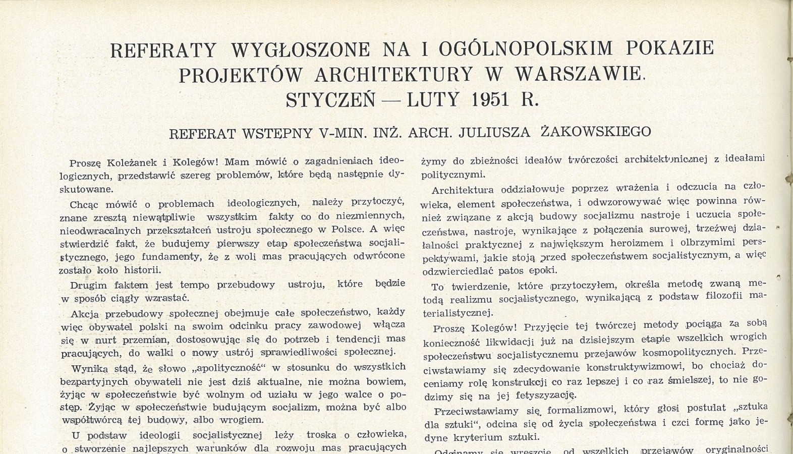 Grafika obiektu: Juliusz Żakowski, referat wstępny na I Ogólnopolskim Pokazie Projektów Architektury w Warszawie