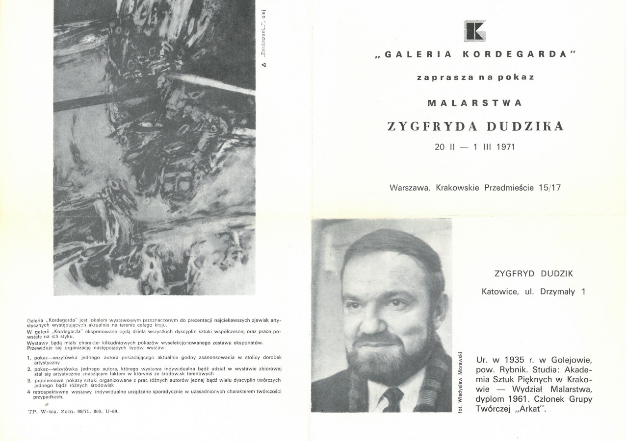 Grafika obiektu: Pokaz malarstwa Zygfryda Dudzika 20 II - 1 III 1971