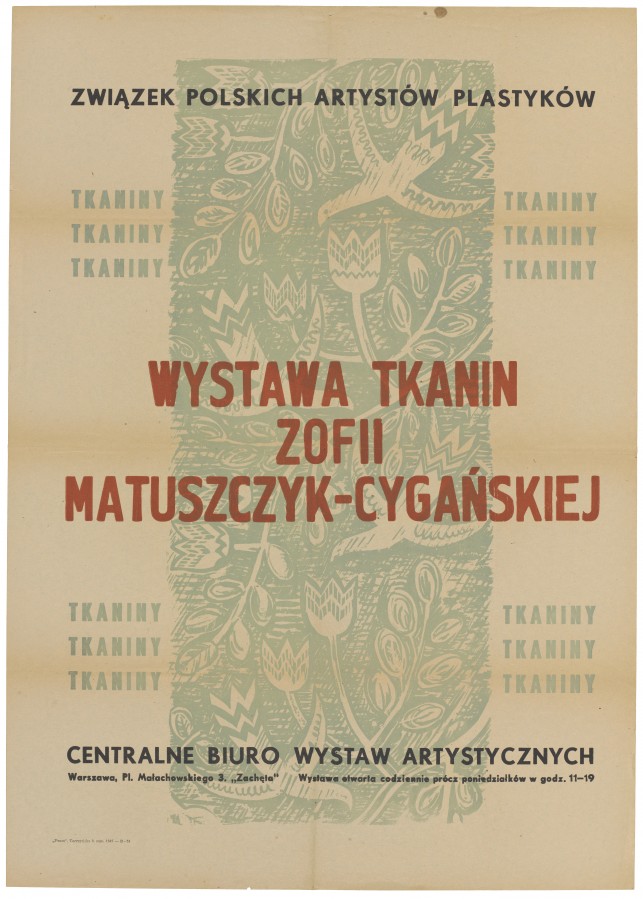 Grafika obiektu: Zofia Matuszczyk-Cygańska, tkanina artystyczna            
