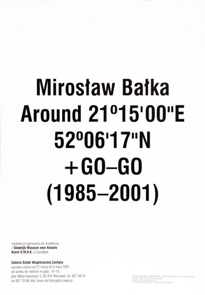 Grafika obiektu: Mirosław Bałka. Around 21˚15`00"E  52˚06`17"N + GO-GO (1985-2001)