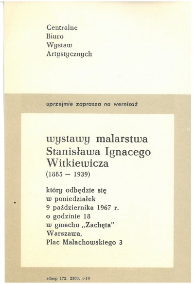 Grafika obiektu: Wystawa malarstwa i rysunku Stanisława Ignacego Witkiewicza (1885–1939)