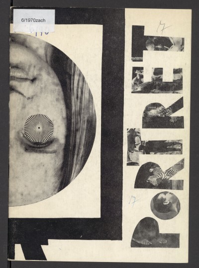 Okładka czarno-biała z wykorzystaniem fragmentów zdjęć m.in. w świetle liter wyrazu "portret". Wewnątrz tekst i ilustracje, przemieszane ze spisem prac, prezentowanych na wystawie autorów. 