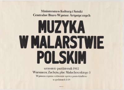 Afisz. Na białym tle czarne napisy w tym największy: muzyka w malarstwie polskim. 