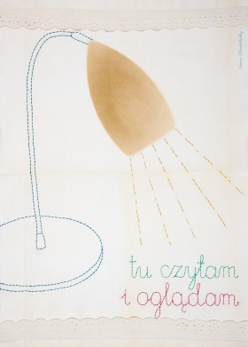 Zdjęcie pracy Iwona Chmielewska, "I read here", one of the posters accompanying the exhibition