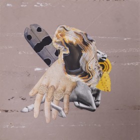 Zdjęcie pracy Magdalena Łazarczyk, Skrzydło poruszane palcami, kolaż 30x30, 2020